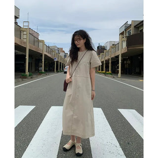 Back pocket stitch long dress
