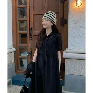 Layered color long dress