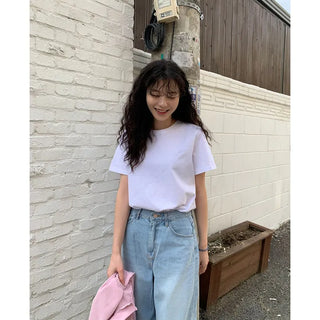 Basic plain short-sleeved T-shirt