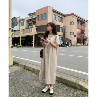 Back pocket stitch long dress
