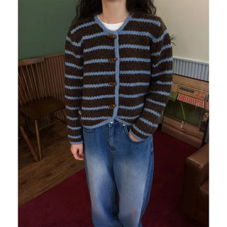 Striped wool cardigan
