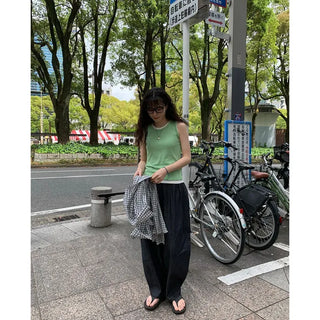 Oversized linen check shirt