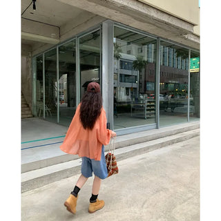 Summer check hooded shirt