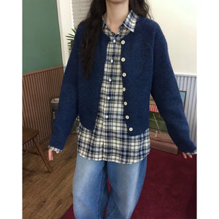 Round wool cardigan