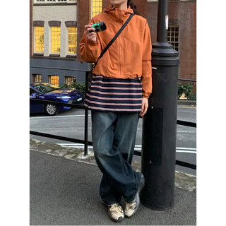 Ribbed wide denim pants