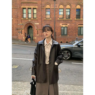 Oversized leather jacket