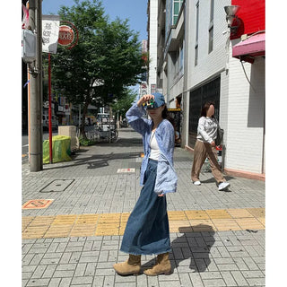 Denim newsboy cap