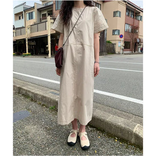 Back pocket stitch long dress