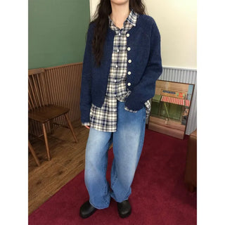 Round wool cardigan