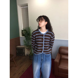 Striped wool cardigan