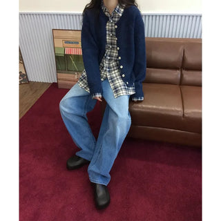Round wool cardigan