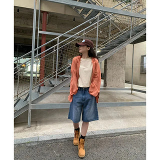 Summer check hooded shirt