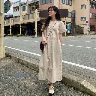 Back pocket stitch long dress