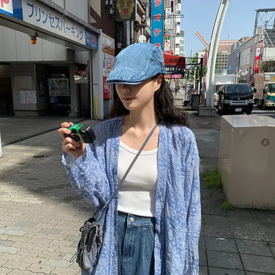 Denim newsboy cap