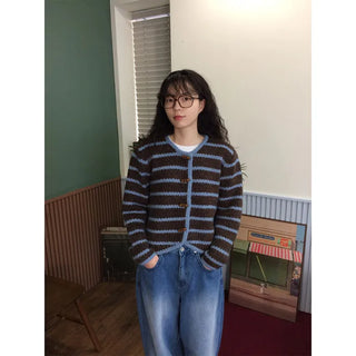 Striped wool cardigan