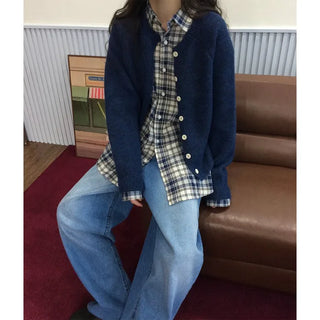 Round wool cardigan