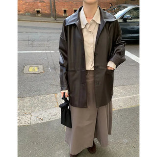 Oversized leather jacket