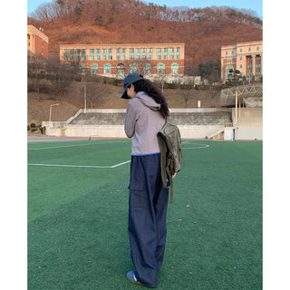 Bordered two-tone hooded parka