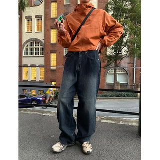 Ribbed wide denim pants