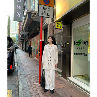 Round collar double-button long shirt