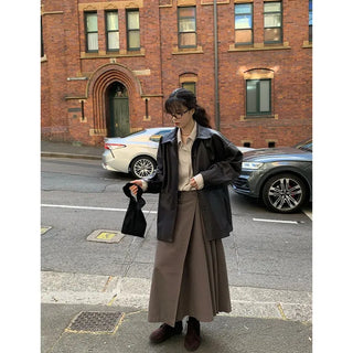 Oversized leather jacket
