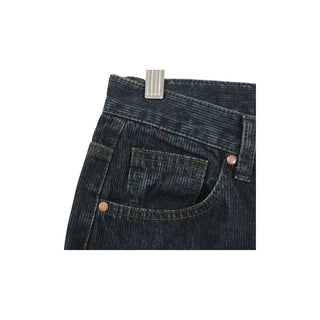 Ribbed wide denim pants