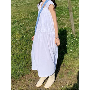 Lace linen long dress