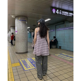 [Lined] Checkered Sleeveless Dress