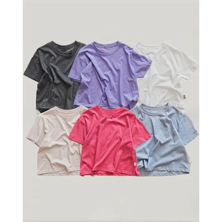 Basic color pigment short-sleeved T-shirt