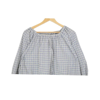 Ribbon tie detail check blouse