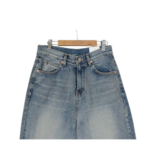 High-waisted wide-leg denim pants