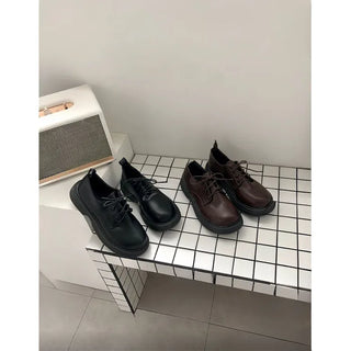 Synthetic leather platform loafers