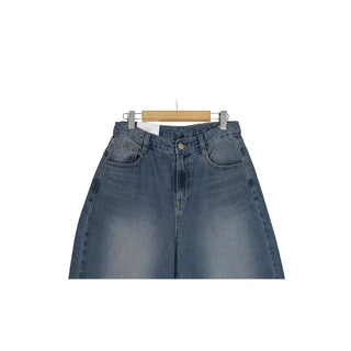 Washed wide-leg denim pants