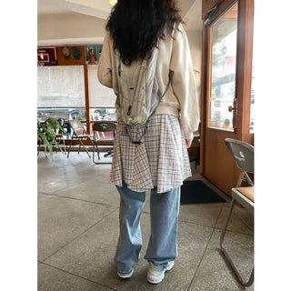 Wide-wash denim pants