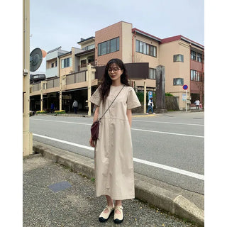 Back pocket stitch long dress