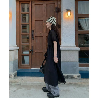 Layered color long dress
