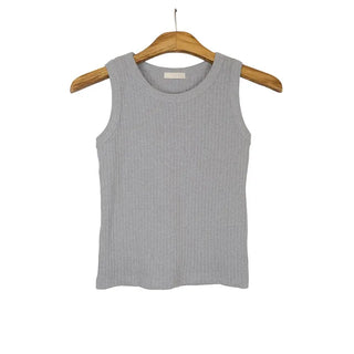 Round neck ribbed sleeveless top
