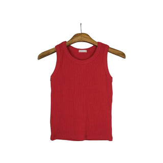 Round neck ribbed sleeveless top
