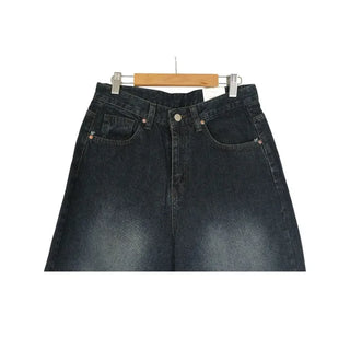 Ribbed wide denim pants
