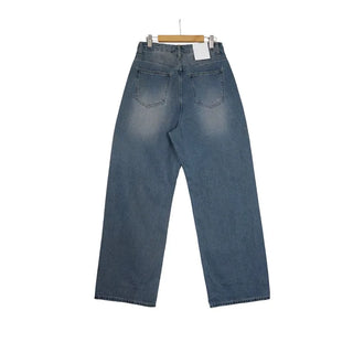 Washed wide-leg denim pants