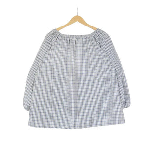 Ribbon tie detail check blouse