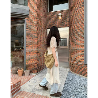 Balloon cotton washed denim pants