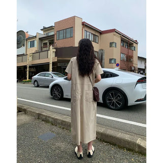 Back pocket stitch long dress
