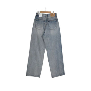 High-waisted wide-leg denim pants