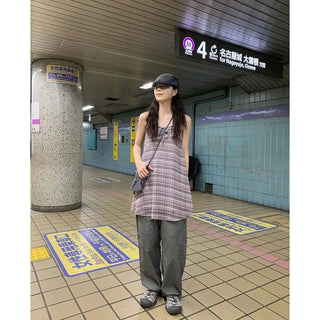 [Lined] Checkered Sleeveless Dress