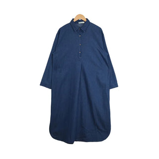 Denim-colored button-up long dress