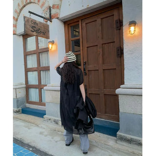Layered color long dress