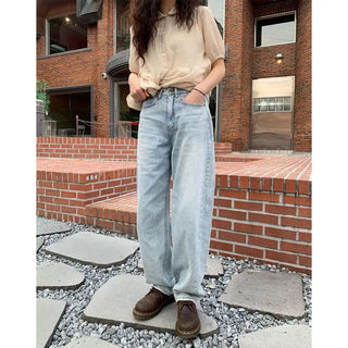 Balloon cotton washed denim pants