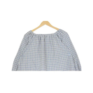 Ribbon tie detail check blouse
