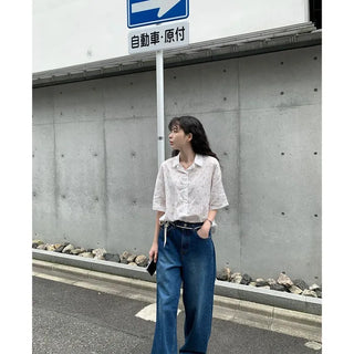 Vintage wide-leg denim pants